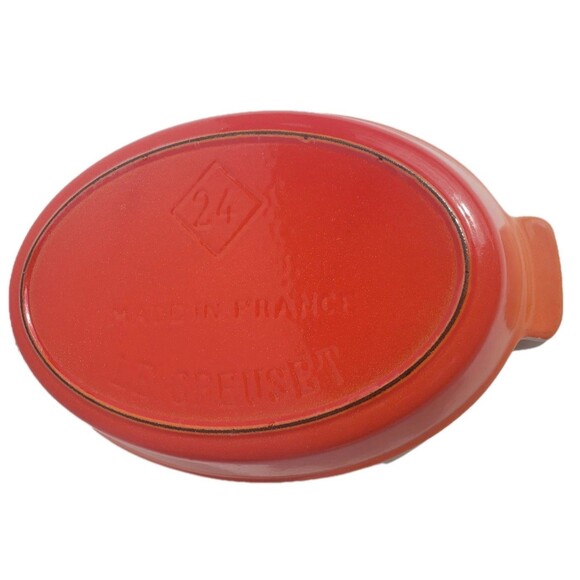 Vintage Le Creuset 24 Oval Au Gratin Cast Iron Casserole Baking Dish Orange Cook - Picture 3 of 10